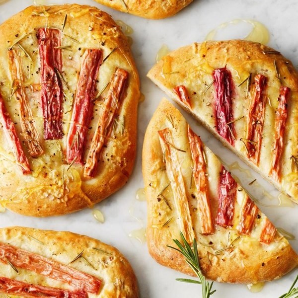 Rhubarb rosemary flatbread