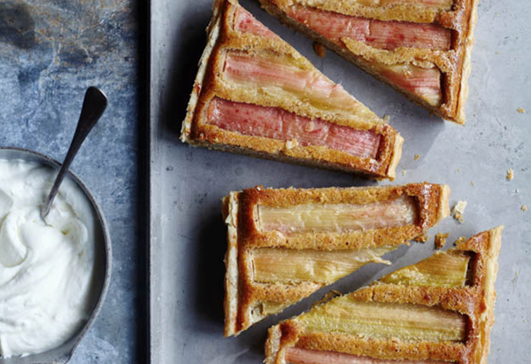 Rhubarb tart with cashew frangipane