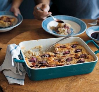 Rhubarb-vanilla bread pudding