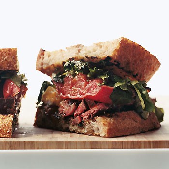 Rib-eye and roasted-tomato sandwiches