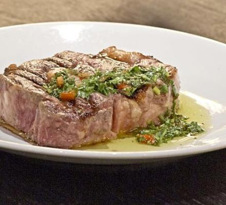 Rib-eye steak with chimichurri dressing