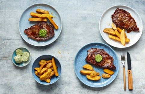 Rib-eye steak with chips