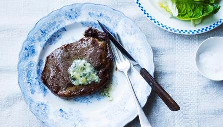 Rib-eye steak with Stilton butter