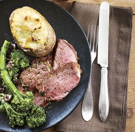 Rib-eye steaks marinated with fennel and rosemary