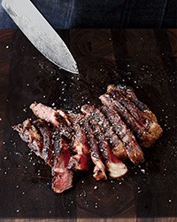 Rib eye with Brussels sprouts and stout cream sauce