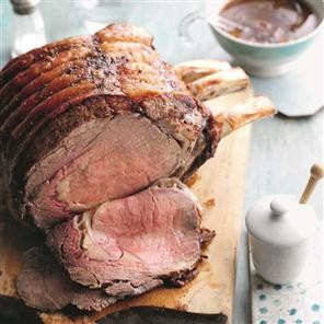 Rib of beef with porcini, tarragon and Port gravy