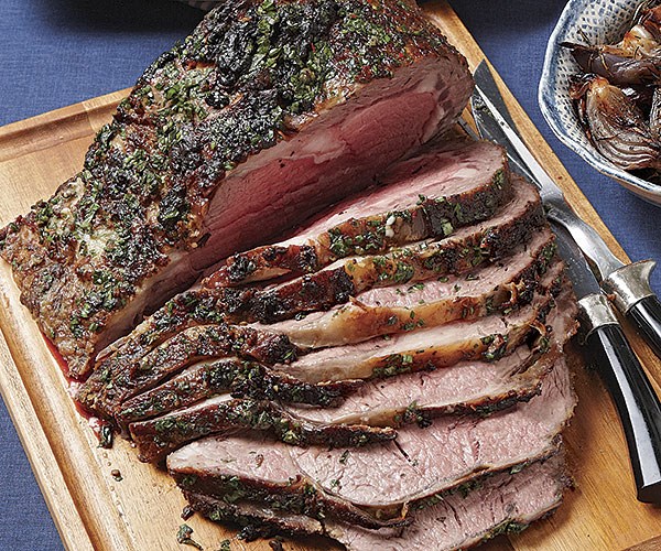 Rib roast with English mustard and fresh herb dressing