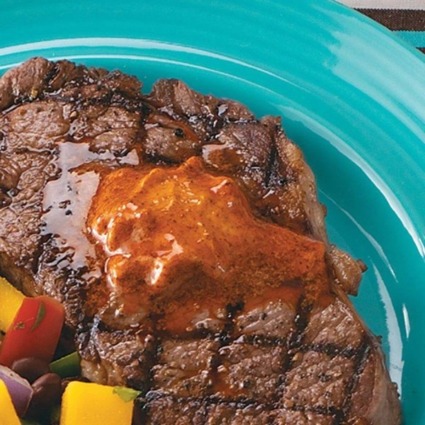 Ribeyes with chili butter
