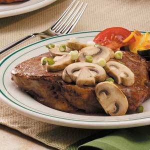 Ribeyes with mushrooms