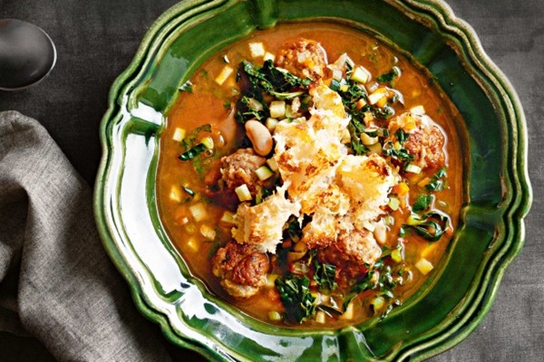 Ribollita with Italian pork meatballs
