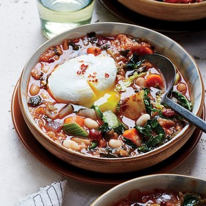 Ribollita with poached eggs