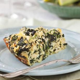 Rice, cheddar & spinach pie