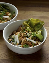 Rice congee, red-braised chicken thighs and pickled mustard greens