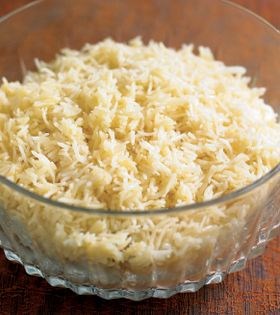 Rice cooked in ghee, to accompany gravy dishes (Nasi minyak)