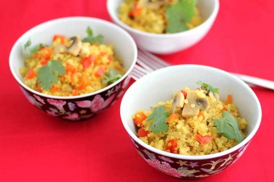 Rice cooked quinoa mushroom pilaf