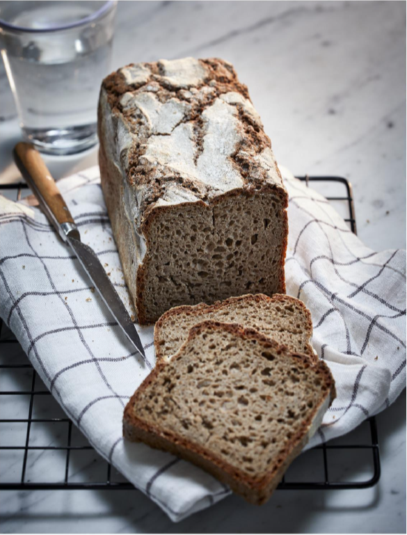Rice flour and buckwheat bread