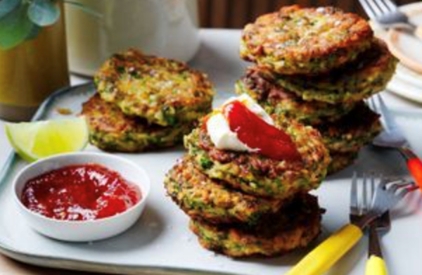 Rice, greens and half-an-avo fritters