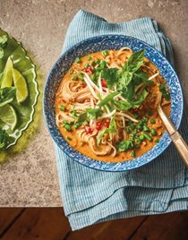 Rice noodles with fish curry sauce (Kanom jeen nam ya)