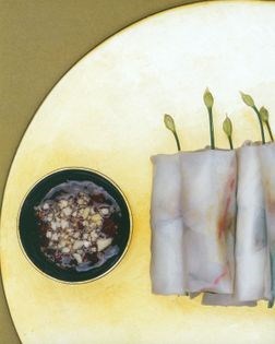 Rice paper rolls with yabbies and chilli