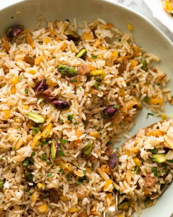 Rice pilaf with nuts and dried fruit