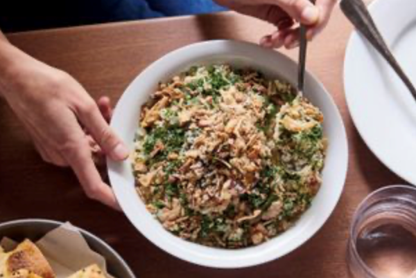 Rice pilafi with soft herbs and fried onions [Ozge Kalvo]