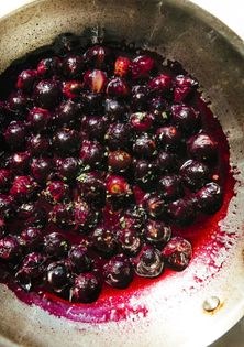 Rice pudding w/ sherry-roasted grapes
