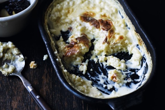Rice pudding with alcoholic prunes