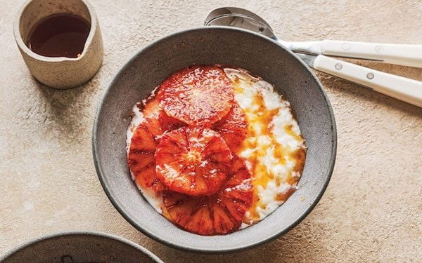 Rice pudding with blood orange and spiced honey