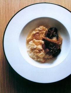 Rice pudding with winter fruit compote