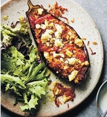 Rice-stuffed aubergines with feta & mint