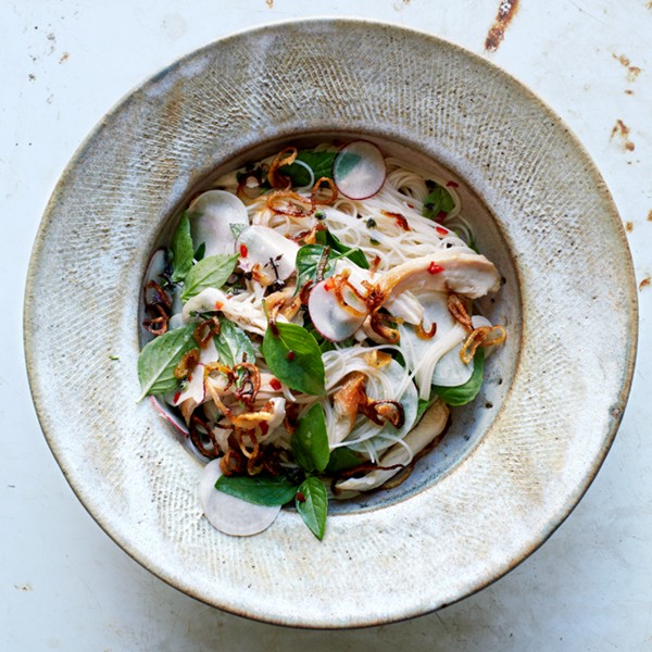 Rice vermicelli with chicken and nuoc cham