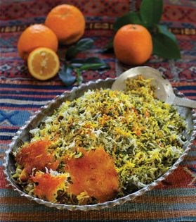 Rice with fresh herbs and fish (Sabzi polow ba mahi)