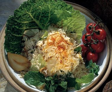 Rice with green cabbage (Kalam polow)