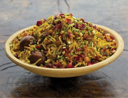 Rice with yellow split peas (Qeymeh polow)