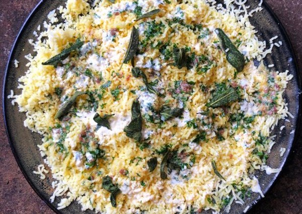 Riced potatoes with anchovy butter