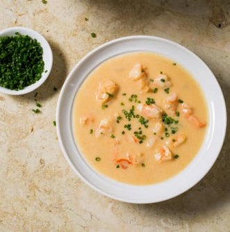Rich and velvety shrimp bisque