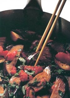 Rich aubergine with tomato and basil
