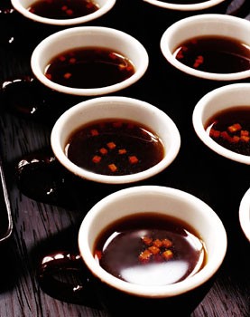 Rich beef broth with carrot