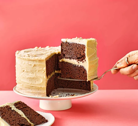 Rich chocolate cake with brown butter frosting