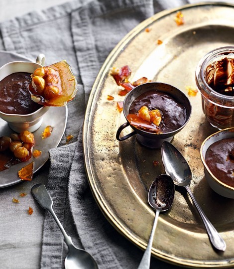 Rich chocolate mousse with macadamia brittle