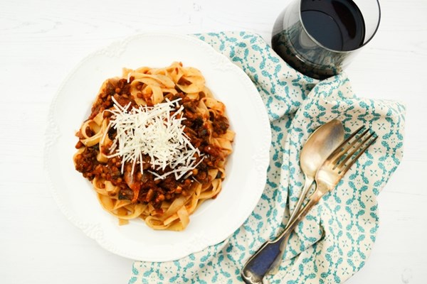 Rich mushroom and lentil ragu