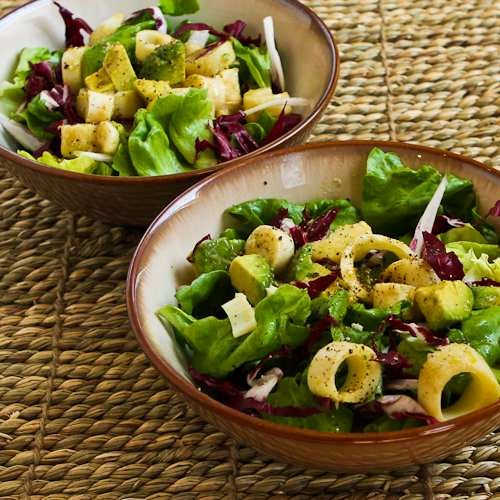 Rich salad with hearts of palm, avocado, and radicchio from The Silver Spoon