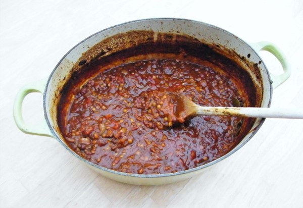 Richly braised lentils