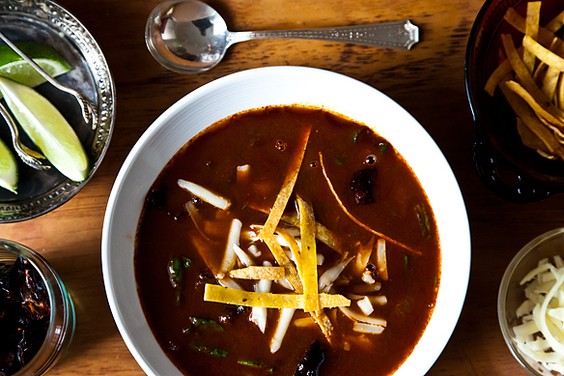 Rick Bayless' tortilla soup with shredded chard