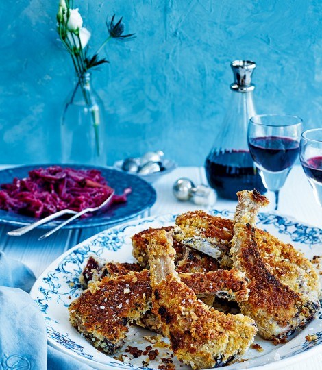 Rick Stein's Icelandic breaded lamb chops with spiced red cabbage