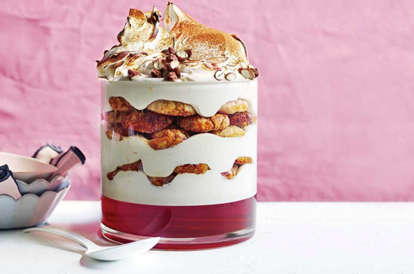 Ricotta and cinnamon trifle with salted Amaretto jelly