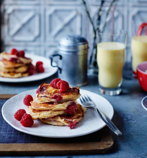 Ricotta and raspberry pancakes [The Modern Pantry]