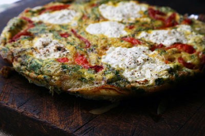 Ricotta and roasted pepper frittata (Frittata con ricotta e peperoni)