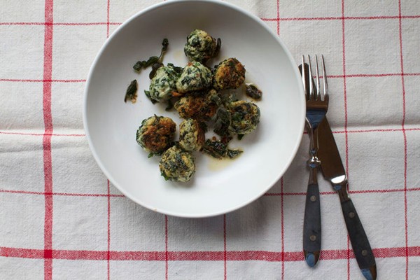 Ricotta and spinach gnudi with sage and parsley