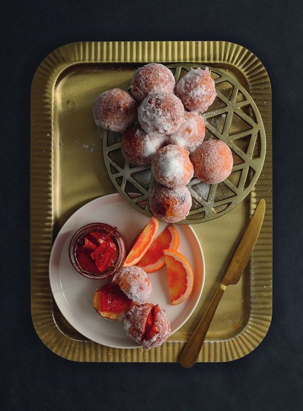 Ricotta bombolini with grapefruit & Campari marmalade